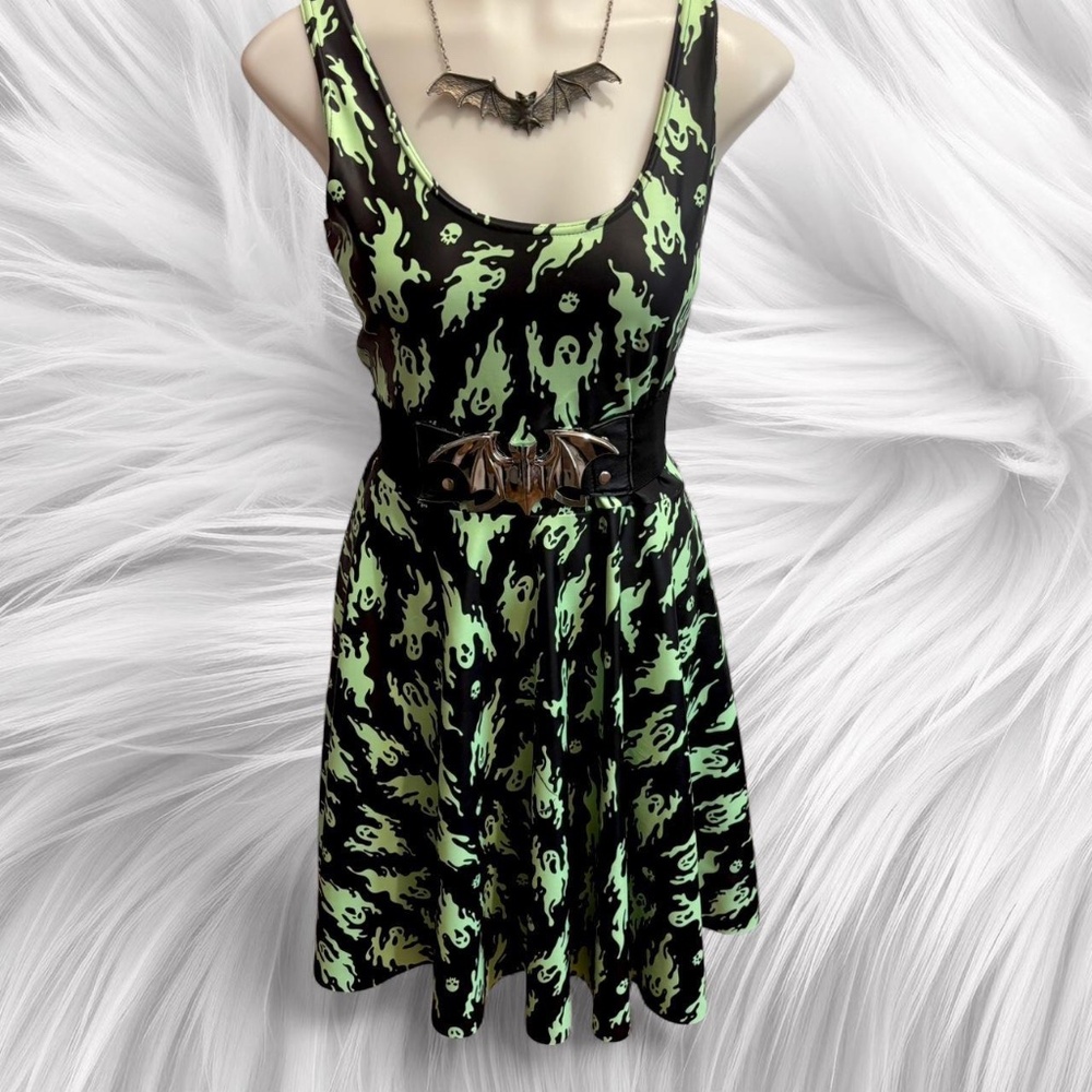 BlackMilk Women's Green and Black Halloween Ghost Dress